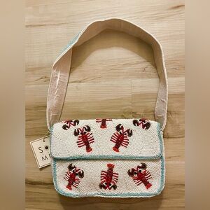 Somi Beaded Lobster Crossbody Bag - Red and White